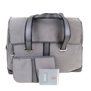 Tumi GRAY NYLON GENUINE LEATHER TRIM BUSINESS TOTE SHOULDER BAG HANDBAG+POUCH
